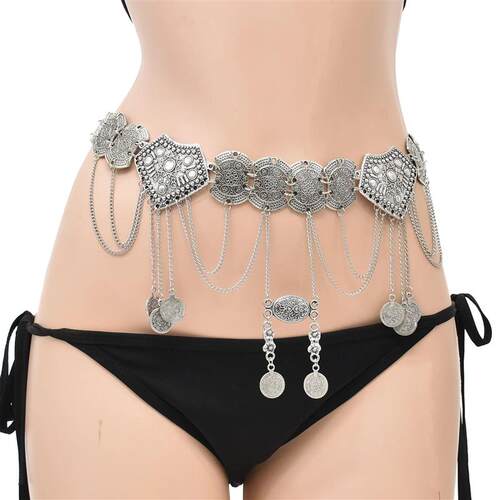 Boho Bikini Coin Tassel Belly Dance Waist Chains for Women M
