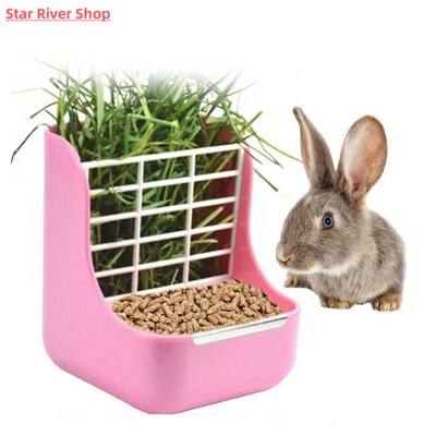 2in1 Rabbit Guinea Pig Chinchilla Hay Grass Plastic Stainles