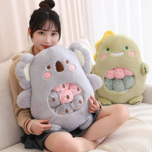 6Pcs Small Toys Inside Cute Cartoon Animals Plush Pillow Sof