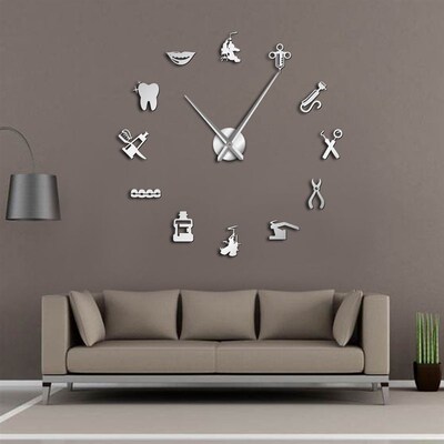 Dentist DIY Giant Wall Clock Dental Doctor Oversized Wall Cl