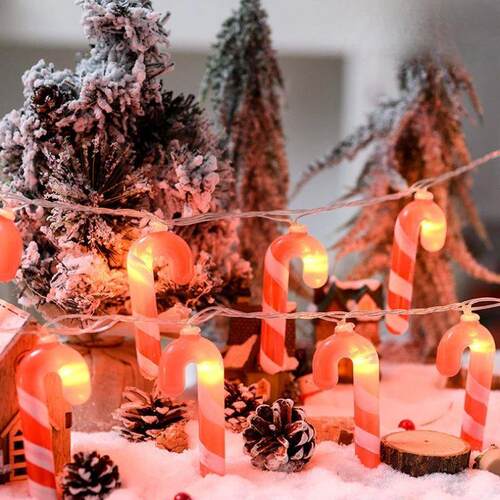 Christmas Decor Lighting Strings Cartoon Santa Claus Candy C