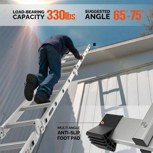 18.5FT Folding Ladder Multi-Purpose Aluminium Extension 7 in