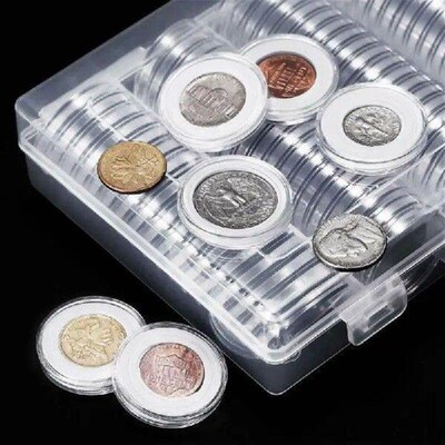 100Pcs/Lot Coin Storage Cases Holder Clear Plastic Round