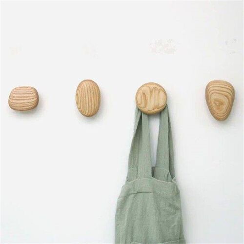 Natural Creative Cobblestone Solid Wood Wall Hangers,