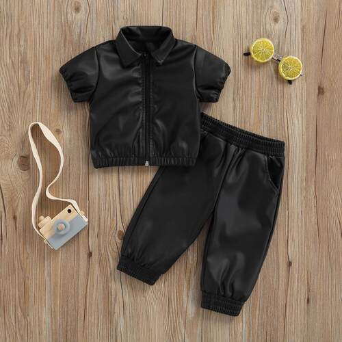 2-7Y Kids Girls Summer Clothes Sets Baby Short Sleeve Lapel