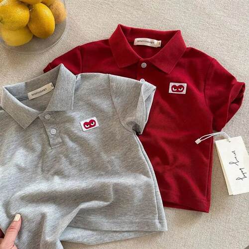 Boys and girls summer new lapel polo shirt top girls short s