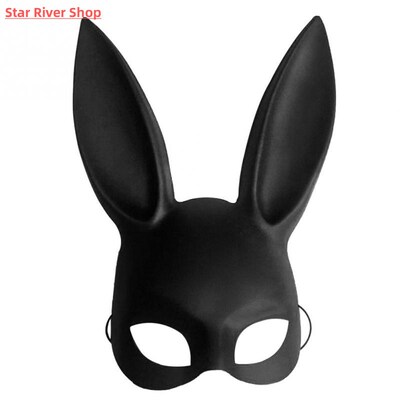Sexy Cosplay PVC Rabbit Mask With Long Ears Black Bunny Face