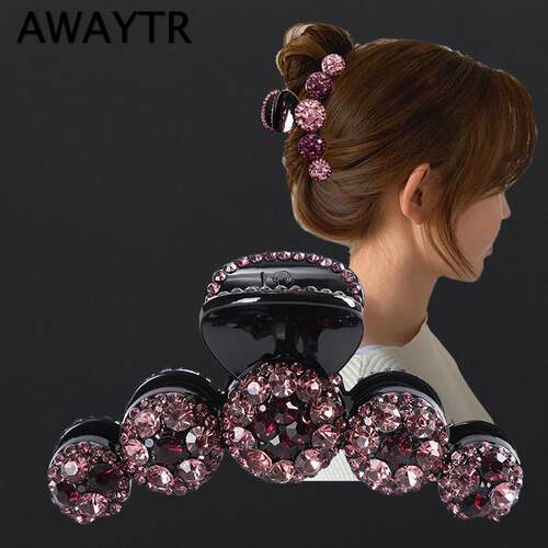 AWAYTR Big Rhinestone Hair Claws Crab Hairpins Crystal Hair