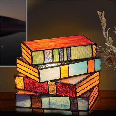 Stained Stacked Books Lamp 彩色塑料叠书灯 圣诞礼物 家居装饰