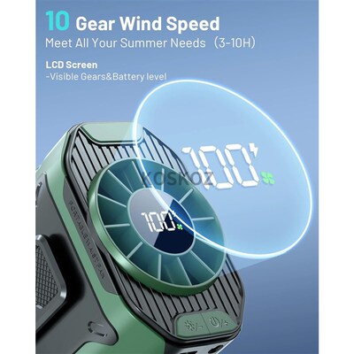 Portable Waist Fan with 10 Speed, Clip on Wearable Personal