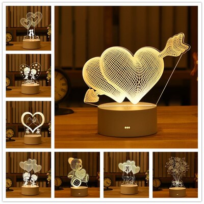 Valentines Day Gift Romantic Love 3D Lamp Acrylic USB LED N
