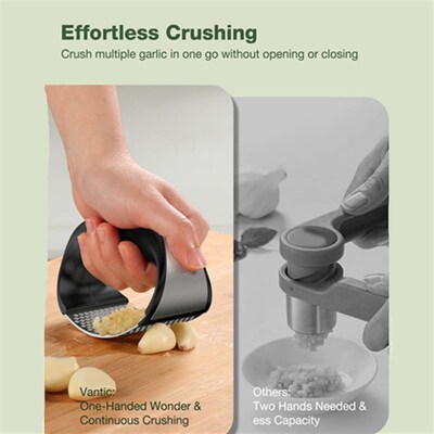Garlic Press Rocker Crusher Mincer Chopper Peeler Smashing