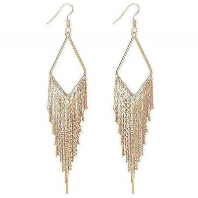 Network fashion tassel temperament metal geometric prism ear