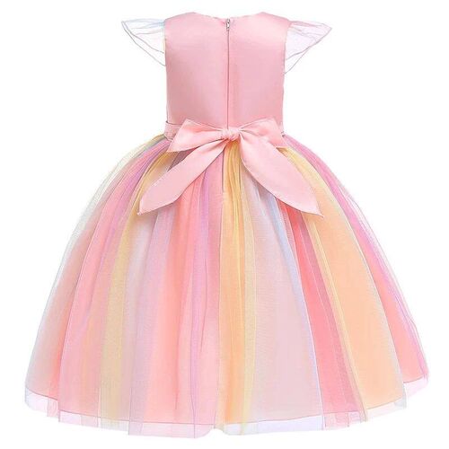Kids Unicorn Dress for Girls Flower Appliques Ball Gown Eleg