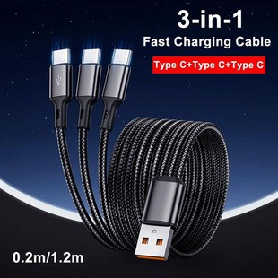 3 in1 USB to 3Type - C Cable 100W 6A Quick charge for Sams