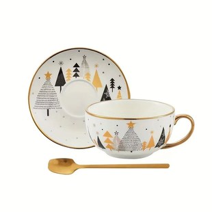 1pc, lovely Christmas suit, coffee cups and saucers, porcela