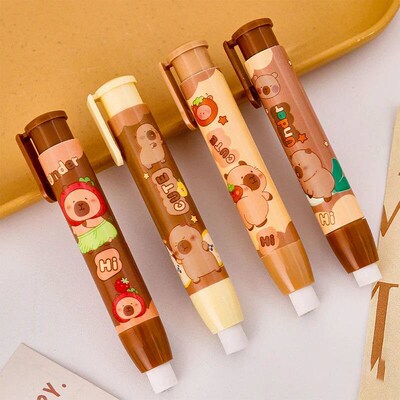 1pc Cartoon Capybara Push-pull Erasers Student Rubber Writin
