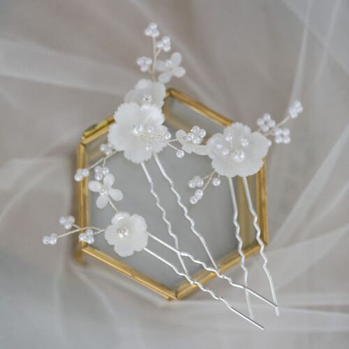Floralbride Handmade Crystal Ceram Flower Pearls Bridal Hair