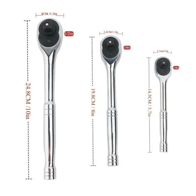 Ratchet Wrench 24Tooth Quick Release 1/4 3/8 1/2 Socke