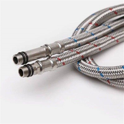 G1/2 60cm 1 Pair Stainless Steel Flexible Plumbing Pipe Red