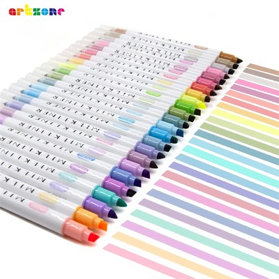 12/24pcs Highlighters Assorted Colors Dual Tip Bible Pastel