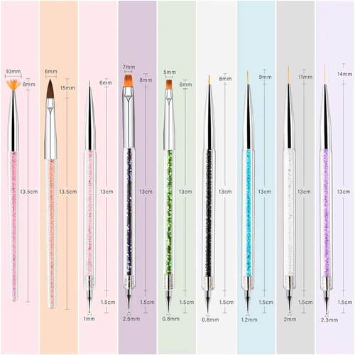 9PCS Acrylic Gel Nail Art Brush Set for Nails,Manicure Brush