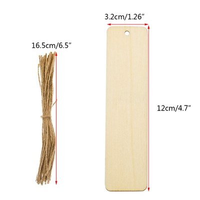Wood Bookmark Bulk Blank Bookmarks with Ropes Wooden Book Ma