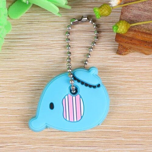 1PC Cute Cartoon Keychain Silicone Cat Dog Protective Key Ca