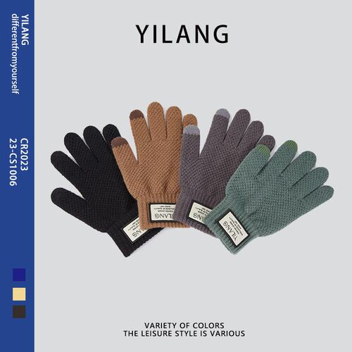 Winter Mens Knitted Gloves with Knitted Yarn and Touchsc