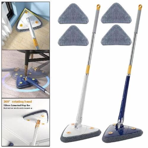 Rotatable Telescopic Triangle Floor Mop with 3Pcs Mop Pads