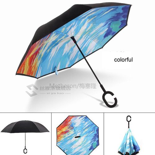 Windproof Reverse Folding mbrella Man Wo Sun Rain Car Invert