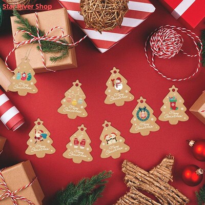48PCS Christmas tags, kraft paper Christmas tree decorations