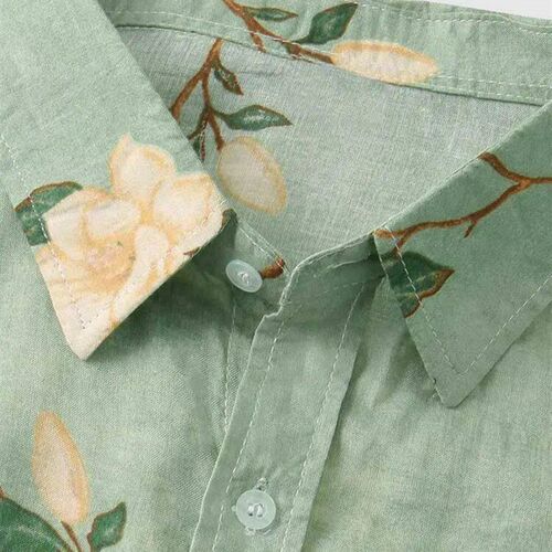 ZAFUL Shirts for Men Flowers Pattern Short Sleeves Blouses S