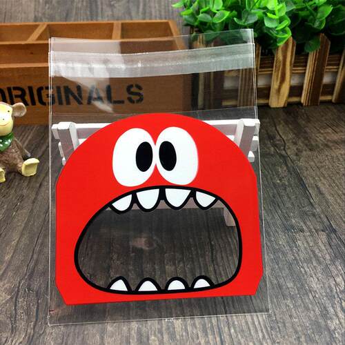 50PCS Cute Cartoon Monster Cookie Candy Self-Adhesive Plasti