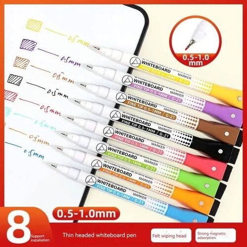 8 Colors 0.5mm Magnetic Dry Erase Markers Whiteboard Marker