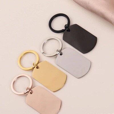 10Pcs/Lot Strip Blank Mirror Polished Stainless Steel Keycha