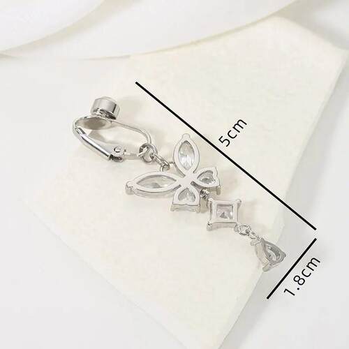 Clip On Belly Button Ring Butterfly Shape Copper Zircon Fake