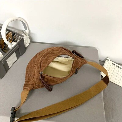 Women Waist Pack Large Capacity Corduroy Fanny Pack Street S
