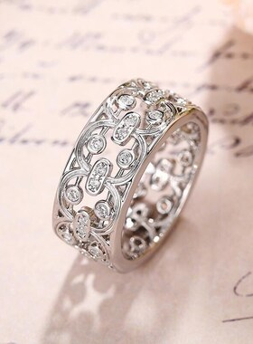Vintage Fashion Zircon Hollow Pattern Rings for Women Vintag