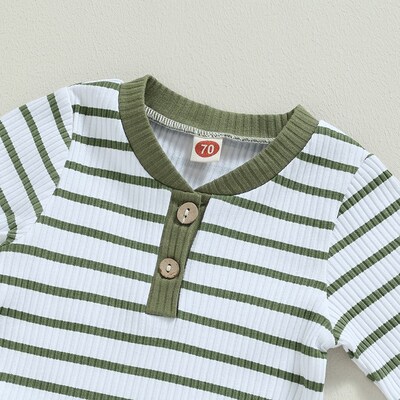 Ribbed Stripe New Baby Boy Girls Clothes Fall Toddler Outfit