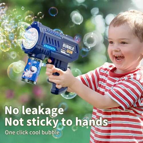 Kids 10 Holes Bubble Gun Toys Rocket Soap Bubbles Machine Gu