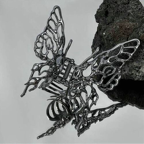 Butterfly Hair Clip Bright Silver Cross Geometric Hairpin Ro
