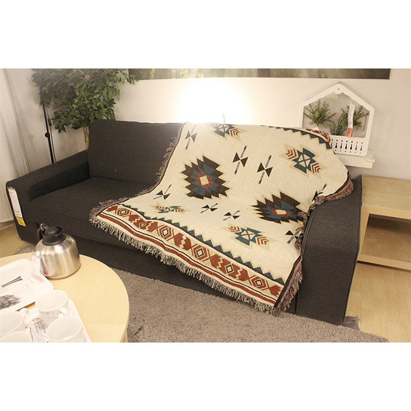 披肩几何图案复古波西米亚风沙发毯空调盖毯针织线毯装饰毯挂毯子