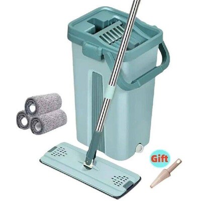 SOFT-Flat Squeeze Mop With Bucket Hand Free Wringing Floor