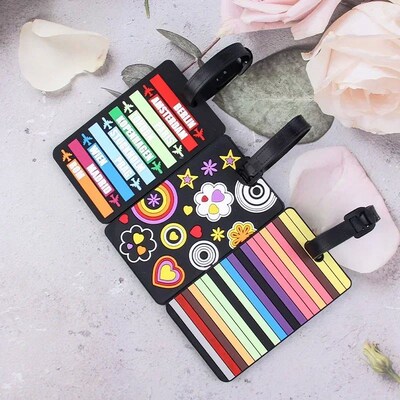 Luggage Tags PVC Anti Theft Baggage Name Tag Vintage Flower