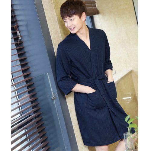 Hot Selling Men Summer Suck Water Waffle Bathrobe Male Plus