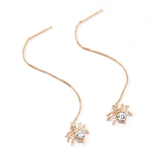 Fashion Crystal Spider Pendant Long Chain Earring Dangle Ear