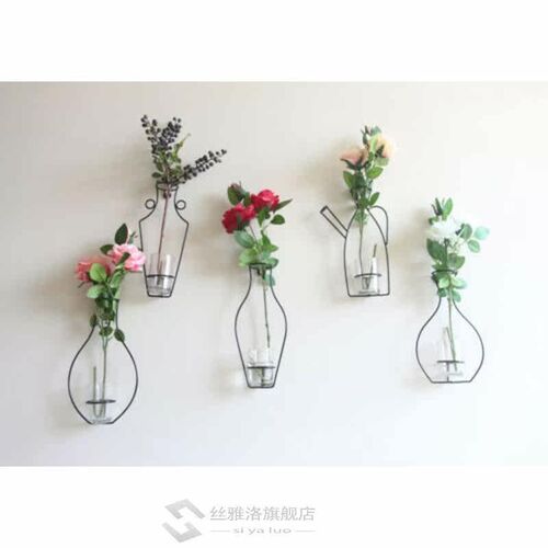 Nordic Style Iron Frame Vase Wall Hanging Plant Dried Flower