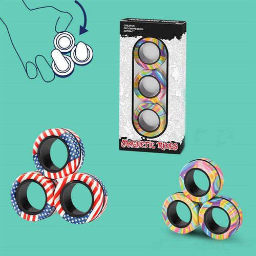 pcs Finger Magnetic Rings Colorful Fidget Toy Set Adult Mag