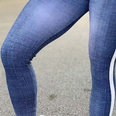 pant women fashion 2023 new fashion casual Denim Look Print